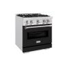 imageZLINE 30 in 42 cu ft Classic Dual Fuel Range with 4 Burner Gas Cooktop and Electric Convection Oven in Satin Stainless Steel with Black Matte Door CDRSBLM30