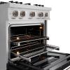 imageZLINE 30 in 42 cu ft Classic Dual Fuel Range with 4 Burner Gas Cooktop and Electric Convection Oven in Satin Stainless Steel with Black Matte Door CDRSBLM30