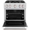 imageZLINE 30 in 42 cu ft Classic Dual Fuel Range with 4 Burner Gas Cooktop and Electric Convection Oven in Satin Stainless Steel with White Matte Door CDRSWM30