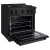 imageZLINE 30 in 42 cu ft Classic Dual Fuel Range with Gas Cooktop and Electric Convection Oven in Black Stainless Steel with 4 Brass Burners CDRBBR30