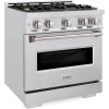 imageZLINE 30 in 42 cu ft Classic Dual Fuel Range with Gas Cooktop and Electric Convection Oven in Satin Stainless Steel with 4 Brass Burners CDRSBR30