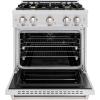 imageZLINE 30 in 42 cu ft Classic Dual Fuel Range with Gas Cooktop and Electric Convection Oven in Satin Stainless Steel with 4 Brass Burners CDRSBR30