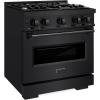 imageZLINE 30 in 42 cu ft Classic Gas Range with 4 Burner Cooktop and Convection Gas Oven in Black Stainless Steel CGRB30