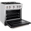 imageZLINE 30 in 42 cu ft Classic Gas Range with 4 Burner Cooktop and Convection Gas Oven in Satin Stainless Steel with Black Matte Door CGRSBLM30