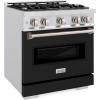 imageZLINE 30 in 42 cu ft Classic Gas Range with 4 Burner Cooktop and Convection Gas Oven in Satin Stainless Steel with Black Matte Door CGRSBLM30