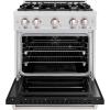 imageZLINE 30 in 42 cu ft Classic Gas Range with 4 Burner Cooktop and Convection Gas Oven in Satin Stainless Steel with Black Matte Door CGRSBLM30