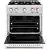imageZLINE 30 in 42 cu ft Classic Gas Range with 4 Burner Cooktop and Convection Gas Oven in Satin Stainless Steel with White Matte Door CGRSWM30