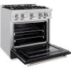 imageZLINE 30 in 42 cu ft Classic Gas Range with 4 Burner Cooktop and Convection Gas Oven in Stainless Steel with Black Matte Door CGRBLM30