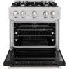 imageZLINE 30 in 42 cu ft Classic Gas Range with 4 Burner Cooktop and Convection Gas Oven in Stainless Steel with Black Matte Door CGRBLM30