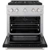 imageZLINE 30 in 42 cu ft Paramount Dual Fuel Range with 4 Burner DuoPro Cooktop and Electric Convection Oven in Satin Stainless Steel with Black Matte Door PSDRSBLM30