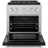 imageZLINE 30 in 42 cu ft Paramount Gas Range with 4 Burner DuoPro Cooktop and Convection Gas Oven in Satin Stainless Steel with Black Matte Door PSGRSBLM30