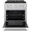 imageZLINE 30 in 42 cu ft Paramount Gas Range with 4 Burner DuoPro Cooktop and Convection Gas Oven in Satin Stainless Steel with White Matte Door PSGRSWM30
