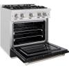 imageZLINE 30 in 42 cu ft Select Dual Fuel Range with 4 Burner Gas Cooktop and Electric Convection Oven in Satin Stainless Steel with Black Matte Door HDRSBLM30