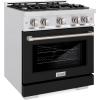 imageZLINE 30 in 42 cu ft Select Dual Fuel Range with 4 Burner Gas Cooktop and Electric Convection Oven in Satin Stainless Steel with Black Matte Door HDRSBLM30