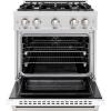 imageZLINE 30 in 42 cu ft Select Dual Fuel Range with 4 Burner Gas Cooktop and Electric Convection Oven in Satin Stainless Steel with White Matte Door HDRSWM30