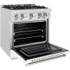 imageZLINE 30 in 42 cu ft Select Dual Fuel Range with 4 Burner Gas Cooktop and Electric Convection Oven in Satin Stainless Steel with White Matte Door HDRSWM30