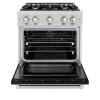 imageZLINE 30 in 42 cu ft Select Dual Fuel Range with 4 Burner Gas Cooktop and Electric Convection Oven in Stainless Steel with Black Matte Door HDRBLM30