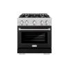 imageZLINE 30 in 42 cu ft Select Dual Fuel Range with 4 Burner Gas Cooktop and Electric Convection Oven in Stainless Steel with Black Matte Door HDRBLM30