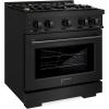 imageZLINE 30 in 42 cu ft Select Dual Fuel Range with Gas Cooktop and Electric Convection Oven in Black Stainless Steel with 4 Brass Burners HDRBBR30