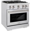 imageZLINE 30 in 42 cu ft Select Dual Fuel Range with Gas Cooktop and Electric Convection Oven in Satin Stainless Steel with 4 Brass Burners HDRSBR30