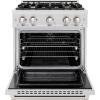 imageZLINE 30 in 42 cu ft Select Dual Fuel Range with Gas Cooktop and Electric Convection Oven in Satin Stainless Steel with 4 Brass Burners HDRSBR30