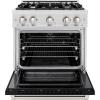 imageZLINE 30 in 42 cu ft Select Gas Range with 4 Burner Cooktop and Convection Gas Oven in Satin Stainless Steel with Black Matte Door HGRSBLM30