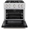 imageZLINE 30 in 42 cu ft Select Gas Range with 4 Burner Cooktop and Convection Gas Oven in Stainless Steel with Black Matte Door HGRBLM30