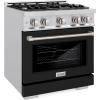 imageZLINE 30 in 42 cu ft Select Gas Range with 4 Burner Cooktop and Convection Gas Oven in Stainless Steel with Black Matte Door HGRBLM30