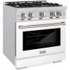 imageZLINE 30 in 42 cu ft Select Gas Range with 4 Burner Cooktop and Convection Gas Oven in Stainless Steel with White Matte Door HGRWM30