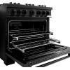 imageZLINE 36 in 52 cu ft Classic Dual Fuel Range with 6 Burner Gas Cooktop and Electric Convection Oven in Black Stainless Steel CDRB36