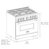 imageZLINE 36 in 52 cu ft Classic Dual Fuel Range with 6 Burner Gas Cooktop and Electric Convection Oven in Satin Stainless Steel CDRS36