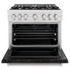 imageZLINE 36 in 52 cu ft Classic Dual Fuel Range with 6 Burner Gas Cooktop and Electric Convection Oven in Satin Stainless Steel with Black Matte Door CDRSBLM36