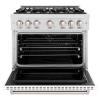 imageZLINE 36 in 52 cu ft Classic Dual Fuel Range with 6 Burner Gas Cooktop and Electric Convection Oven in Satin Stainless Steel with White Matte Door CDRSWM36