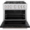 imageZLINE 36 in 52 cu ft Classic Dual Fuel Range with 6 Burner Gas Cooktop and Electric Convection Oven in Stainless Steel with Black Matte Door CDRBLM36