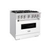 imageZLINE 36 in 52 cu ft Classic Dual Fuel Range with 6 Burner Gas Cooktop and Electric Convection Oven in Stainless Steel with White Matte Door CDRWM36