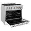 imageZLINE 36 in 52 cu ft Classic Dual Fuel Range with 6 Burner Gas Cooktop and Electric Convection Oven in Stainless Steel with White Matte Door CDRWM36