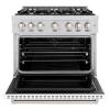 imageZLINE 36 in 52 cu ft Classic Dual Fuel Range with 6 Burner Gas Cooktop and Electric Convection Oven in Stainless Steel with White Matte Door CDRWM36