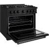 imageZLINE 36 in 52 cu ft Classic Dual Fuel Range with Gas Cooktop and Electric Convection Oven in Black Stainless Steel with 6 Brass Burners CDRBBR36
