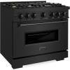 imageZLINE 36 in 52 cu ft Classic Dual Fuel Range with Gas Cooktop and Electric Convection Oven in Black Stainless Steel with 6 Brass Burners CDRBBR36