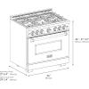 imageZLINE 36 in 52 cu ft Classic Dual Fuel Range with Gas Cooktop and Electric Convection Oven in Black Stainless Steel with 6 Brass Burners CDRBBR36