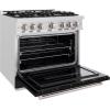 imageZLINE 36 in 52 cu ft Classic Gas Range with 6 Burner Cooktop and Convection Gas Oven in Satin Stainless Steel with Black Matte Door CGRSBLM36