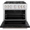 imageZLINE 36 in 52 cu ft Classic Gas Range with 6 Burner Cooktop and Convection Gas Oven in Satin Stainless Steel with Black Matte Door CGRSBLM36