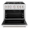imageZLINE 36 in 52 cu ft Classic Gas Range with 6 Burner Cooktop and Convection Gas Oven in Satin Stainless Steel with White Matte Door CGRSWM36