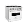 imageZLINE 36 in 52 cu ft Classic Gas Range with 6 Burner Cooktop and Convection Gas Oven in Satin Stainless Steel with White Matte Door CGRSWM36