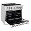 imageZLINE 36 in 52 cu ft Classic Gas Range with 6 Burner Cooktop and Convection Gas Oven in Satin Stainless Steel with White Matte Door CGRSWM36