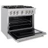 imageZLINE 36 in 52 cu ft Classic Gas Range with 6 Burner Cooktop and Convection Gas Oven in Stainless Steel CGR36