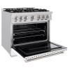 imageZLINE 36 in 52 cu ft Classic Gas Range with 6 Burner Cooktop and Convection Gas Oven in Stainless Steel with White Matte Door CGRWM36