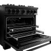 imageZLINE 36 in 52 cu ft Classic Gas Range with Convection Gas Oven in Black Stainless Steel with 6 Brass Burners CGRBBR36