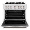 imageZLINE 36 in 52 cu ft Classic Gas Range with Convection Gas Oven in Satin Stainless Steel with 6 Brass Burners CGRSBR36