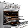 imageZLINE 36 in 52 cu ft Classic Gas Range with Convection Gas Oven in Satin Stainless Steel with 6 Brass Burners CGRSBR36